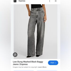 Express Low Slung Washed Black Baggy Jeans